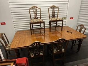 Antique Mahogany Wind Out Dining Table And Six Hepplewhite Style Chairs - Picture 1 of 24