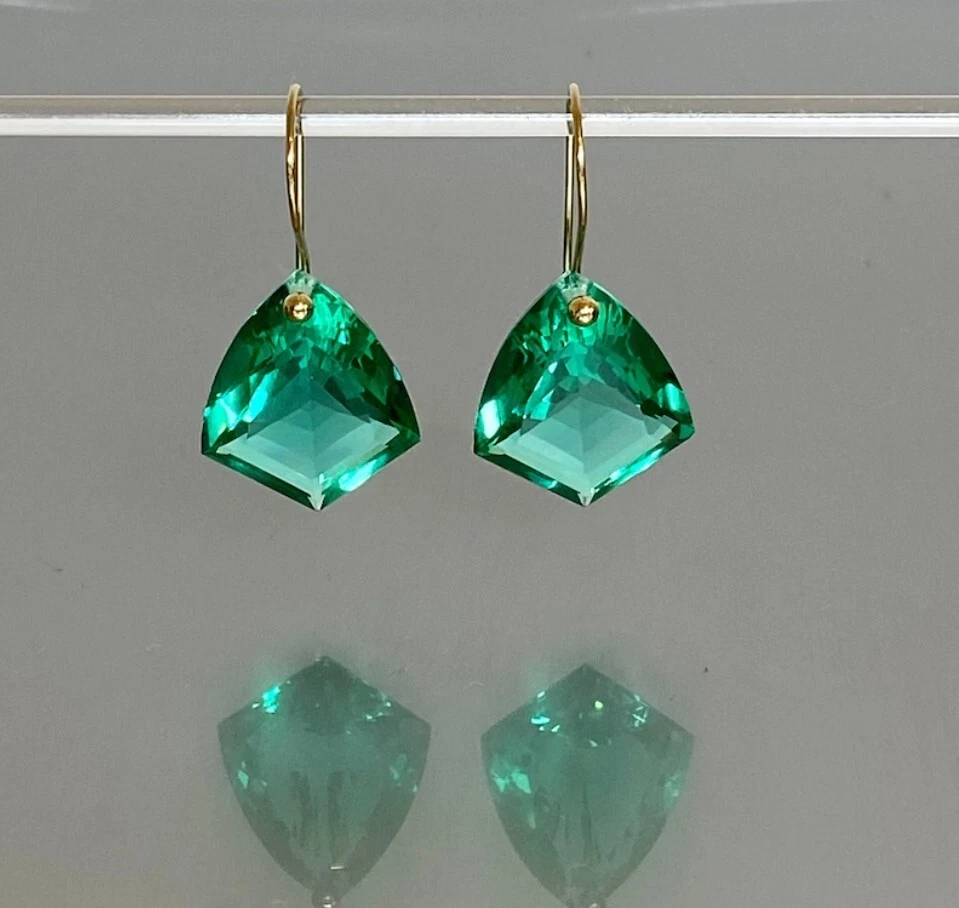 Smeraldo Quarzo Orecchino,Verde Goccia & Pendente Kite Orecchini,925 Argento - Immagine 1 di 4