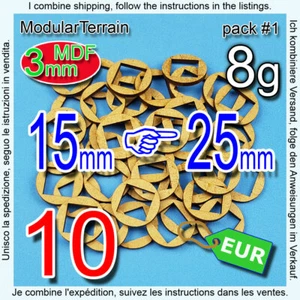 10x 3mm MDF Adapter 15mm Square To 25mm Round Base War Hammer 40K Age Of Sigmar - Bild 1 von 7
