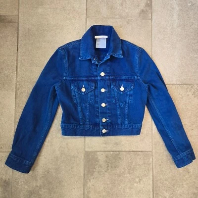 Jaqueta jeans Helmut Lang elétrica azul cropped festival caminhoneiro XS feminina  - Imagem 1 de 4