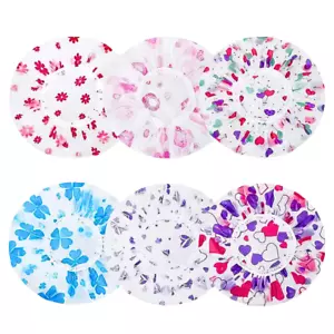 3 X Elastic Waterproof Shower Cap Hat Bath Head Hair Cover Salon Reusable Cap - Picture 1 of 14