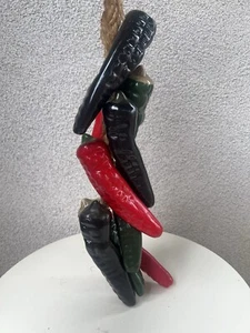 Vintage mexikanische Keramik Paprika Küche hängende Dekor am Seil 24” x 4” - Bild 1 von 7