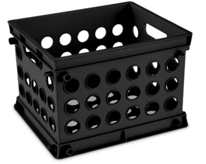 Sterilite Plastic Storage Cube / Mini Crate, 9” L x 7 3/4” W x 6 1/8” H, Black, - Picture 1 of 3