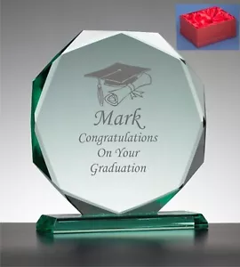 Premio de regalo de graduación grabado personalizado, placa de vidrio cortado de presentación - Imagen 1 de 1
