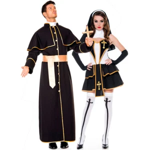 Couple Cosplay Costume Priest Father Wear Sister Nun Outfit Performance clothing - Picture 1 of 17