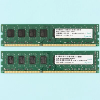 16GB (2x 8GB) DDR3 12800U 1600MHZ Desktop 240 Pin Memory RAM Apacer - Image 1 of 2