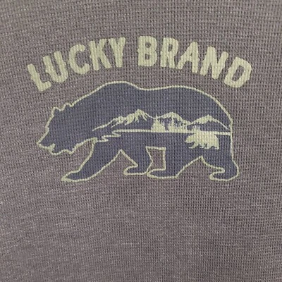 Lucky Brand Thermal Sleepwear Medium Mens Gray Graphic Logo Long Sleeve - Image 1 of 4