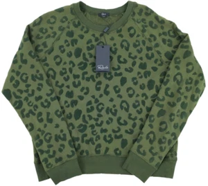 NWT Rails Flocked Olive Green Leopard Animal Print Sweatshirt Womens XS - Picture 1 of 2