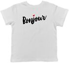 Bonjour With Red Love Heart Childrens Kids T-Shirt Boys Girls