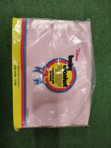Manta bebé Triboro de colección oso de peluche rosa 36x45 adorno acrílico satinado de lote antiguo - Imagen 1 de 2