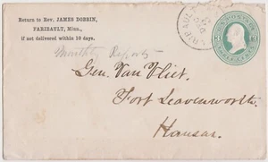 INDIAN WARS 1872 Cover to Gen. Stewart L. Van Vliet at FORT LEAVENWORTH KAN - Picture 1 of 2
