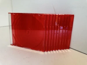 10x Slimline Single CD DVD Jewel Case - Red - Picture 1 of 10