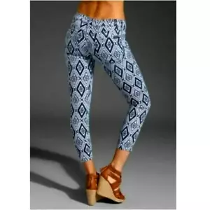 Pantalones de mezclilla recortados 7 FOR ALL HUMANITY azul y blanco geométricos diamantes talla 25 - Imagen 1 de 8