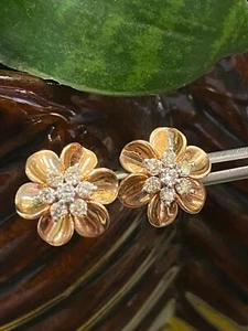 Stunning 0.59 Cts Round Brilliant Cut Diamonds Stud Earrings In 585 14Karat Gold - Picture 1 of 12