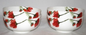 Mikasa Keira Red Poppy 4 1/2" Small Fruit Serving Bowls Set of Four New - Picture 1 of 3