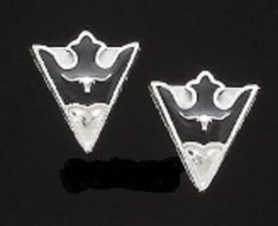 Новые наконечники для воротника Western Austin Accent — серебристые и черные Longhorn 1 1/4 дюйма x 1 1/2 дюйма - Изображение 1 из 4