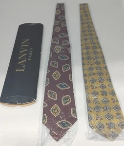 Lanvin Paris Herren reine Seide Krawatte 52L x 3" Neu mit Etikett 2er Set - Bild 1 von 11