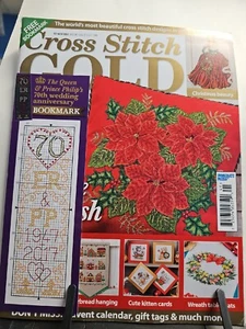 CROSS STITCH GOLD Nov Dec '17 #63 Queen's 70th Wedding Annv Bkmark FREE SHIPPING - Picture 1 of 3