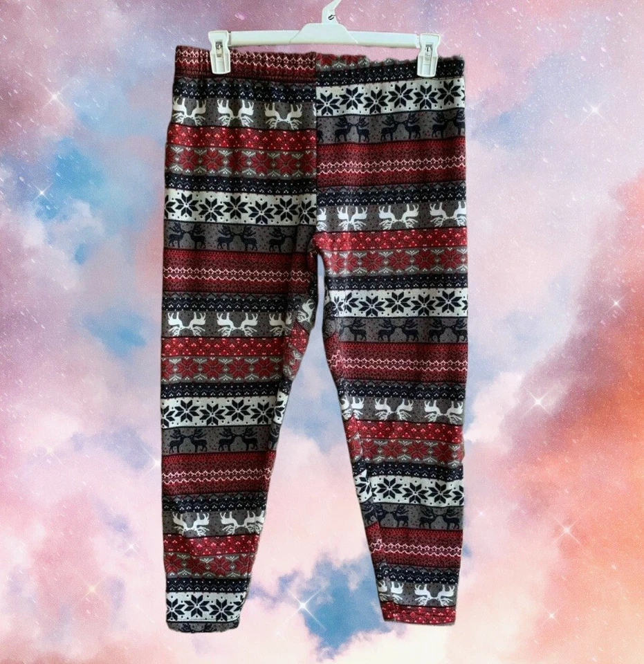 Faded Glory Women's Pull On Elastic Waist Knit Pants Christmas Pattern Size 2X - Image 1 of 4