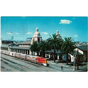 San Diego, CA California Santa Fe Station Depot Train Vintage Postcard - Picture 1 of 2