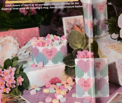 Valentine Conversation Hearts Coaster, Mug Insert - Plastic Canvas Pattern ONLY - Image 1 of 2