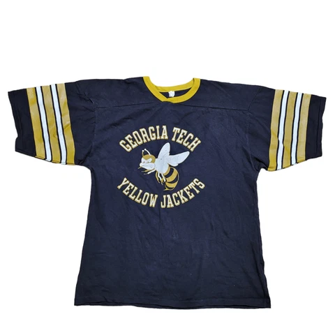 VTG Georgia Tech Yellow Jackets Short Sleeve T-Shirt Black Cotton USA Men XL Cover