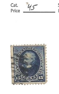 US # 227, 15 cent blue Henery Clay, 1890, VF+, scv $45 - Picture 1 of 2