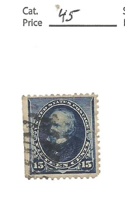 US # 227, 15 cent blue Henery Clay, 1890, VF+, scv $45 - Image 1 of 2