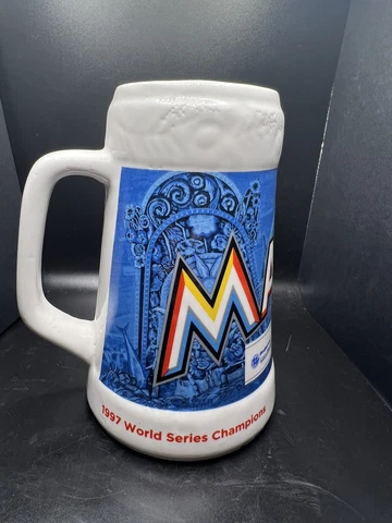 MARLINS 1997-2003 WORLD SERIES LARGE CERAMIC STEIN Cup Mug HEALTHCARE SPONSOR Cover