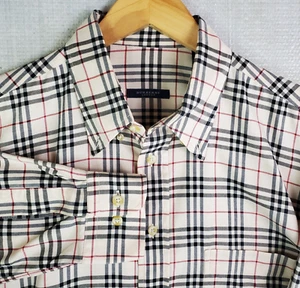 $590 BURBERRY LONDON Size Large Mens Novacheck Button Front Shirt Made in USA - Picture 1 of 14