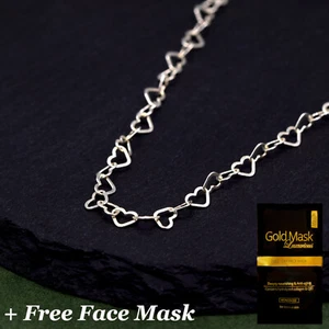 Genuine 925 Sterling Silver 3mm Heart Link Chain Necklace 14"-24"- Face Mask - Picture 1 of 4