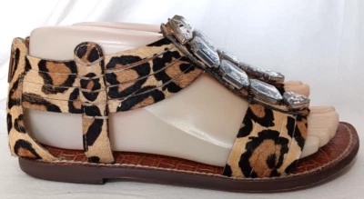 Sam Edelman Galina Leopard Print Real Fur Gladiator Sandals Size 6.5 M - Image 1 of 4