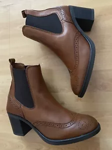 Kurt Geiger Carvela Brown Leather Comfort Ankle Chelsea Boots Sz 6 New - Picture 1 of 4