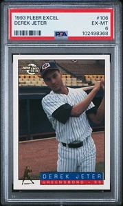 DEREK JETER~1993 FLEER EXCEL PSA-6 EX-MT MINOR LG. ROOKIE RC CARD#106 (NEW CASE) - Picture 1 of 2