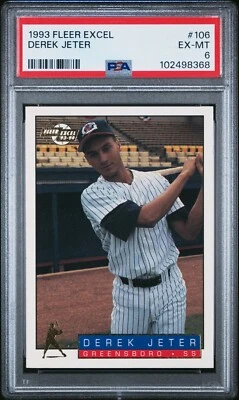 DEREK JETER~1993 FLEER EXCEL PSA-6 EX-MT MINOR LG. ROOKIE RC CARD#106 (NEW CASE) - Image 1 of 2