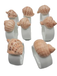Set of 8 Napkin Rings Whimsical Sea Shells Omnibus Bone China w/ Box - Picture 1 of 8