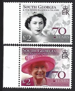 SOUTH GEORGIA 2022 PLATINUM JUBILEE SET OF 2 MARGINALS UNMOUNTED MINT, MNH - Picture 1 of 1