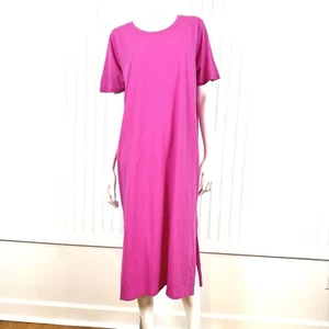 J. Crew Women's Size L Midi Dress Short Sleeve Pink Lightweight Stretch Cotton - Picture 1 of 8