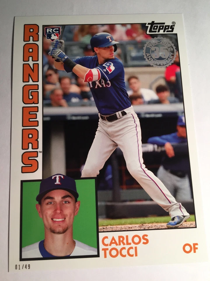 2019 Topps Rookies 1984 Jumbo 5x7 Carlos Tocci Rangers RC CT 01/49 - Image 1 of 1