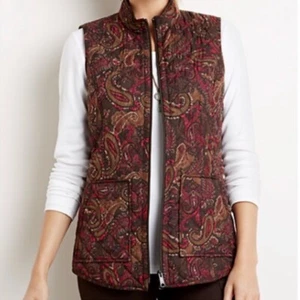 J. Jill Heritage Rich Fall Outer Diamond Quilted Vest Walnut Brown Paisley M 8 - Bild 1 von 3