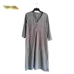 Cuddl Duds Seriously Suave Suéter Tejido Salón Vestido Bolsillos Talla Mediana Gris - Imagen 1 de 3