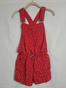 Tommy Girl Hilfiger Red Shorts Overalls W/ White Stars, Bow, Pockets Size XL-16 - Picture 1 of 7