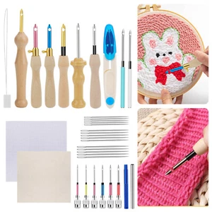 35PCS Punch Needle Embroidery Kit Beginner Sewing Tool for Floss Cross Stitching - Picture 1 of 7