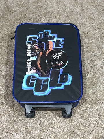 Vintage WWF Stone Cold Steve Austin Zippered Rolling Suitcase WWE Skull Rare Cover