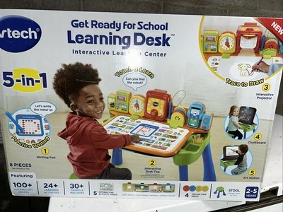New Get Ready for School 5 in 1 Learning Desk With Projector and Stool Pink - Image 1 of 4