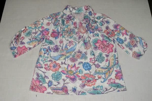 Vintage Shirt Top Teddi of California Size L 60s Pastel Butterfly Garden - Picture 1 of 8