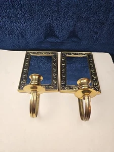 Set Of 2 Vintage Brass Candle Stick Holder Mirror Lombard England Rare Unique - Picture 1 of 9