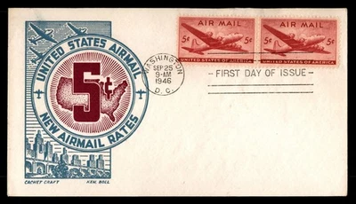 Mayfairstamps US FDC 1946 New Airmail Rates Cachet Craft Ken. Boll First Day Cov - Image 1 of 2