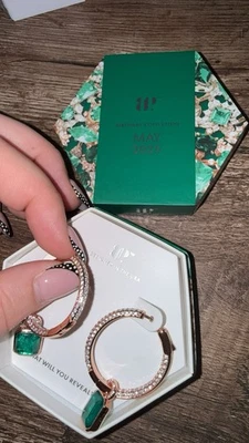 Bomb Party May Birthday Earrings 2025 ER32983 Gilded Green Gaze Rose Gold Plated - Image 1 of 2