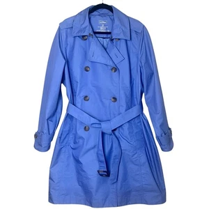L.L. Bean Women's Double Breasted Long Trench Coat Periwinkle Blue Size 2X - Picture 1 of 9